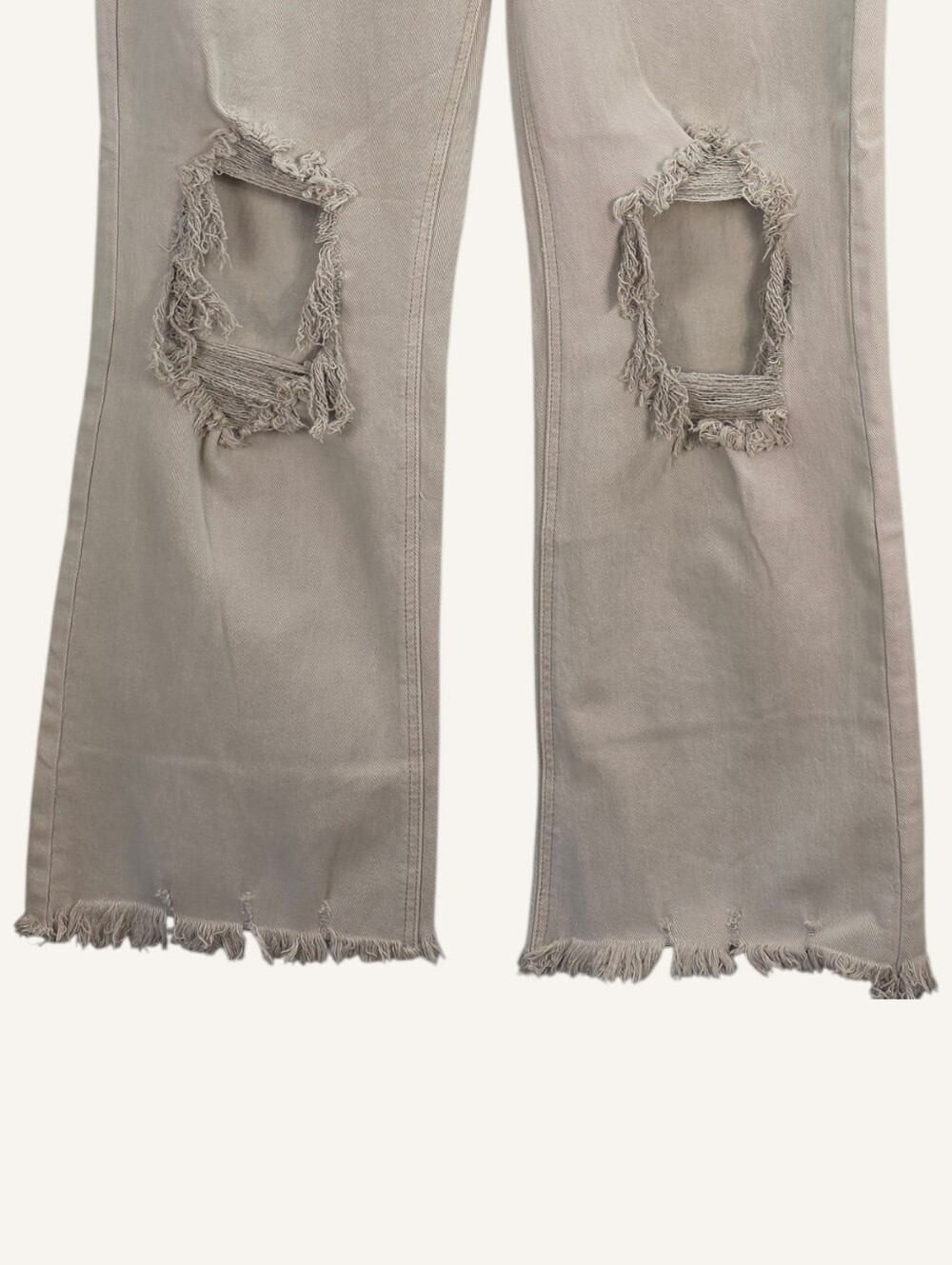 Risen Jeans High Rise Distressed Wide Leg Tan Jeans Size 15/32 NWT - Picture 4 of 10